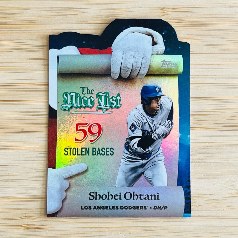 SHOHEI OHTANI 2025 Topps Holiday Mega The Nice List Rainbow Foil 59 Stolen Bases